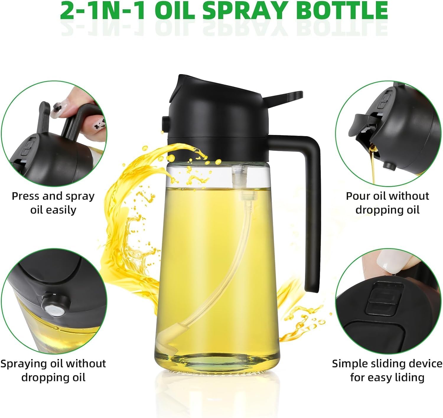(২ পিস) 2 in1 Oil Spray Dispenser Bottle-2 PCS